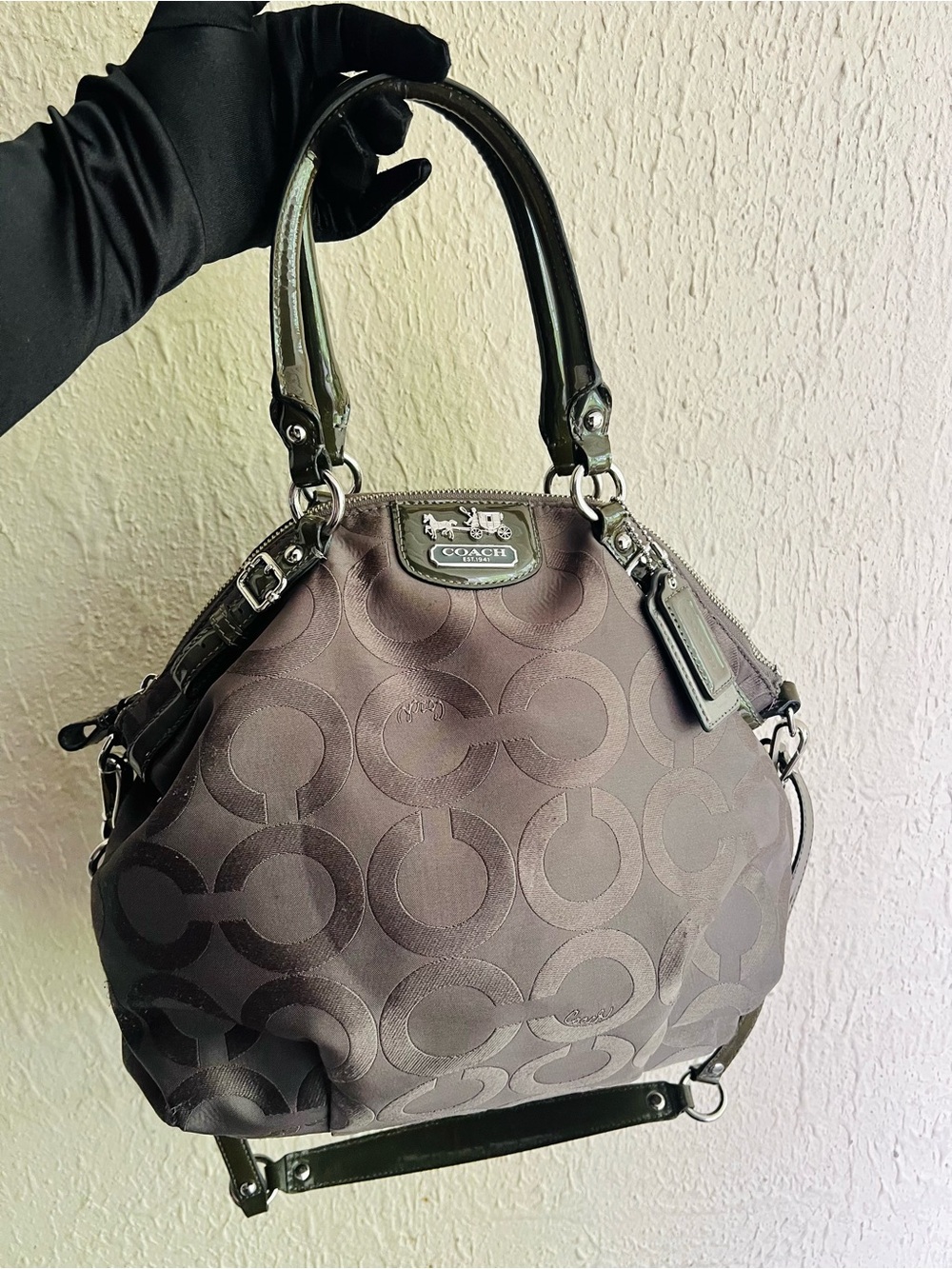 Coach Madison Op Art Signature Lindsey Satchel